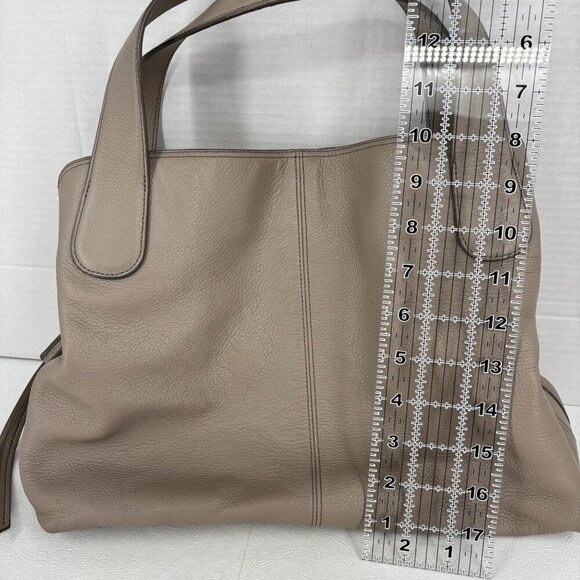 Fossil Maya Satchel Handbag Beige Leather Multi Compartment Zip Magnetic Snap - Picture 10 of 12